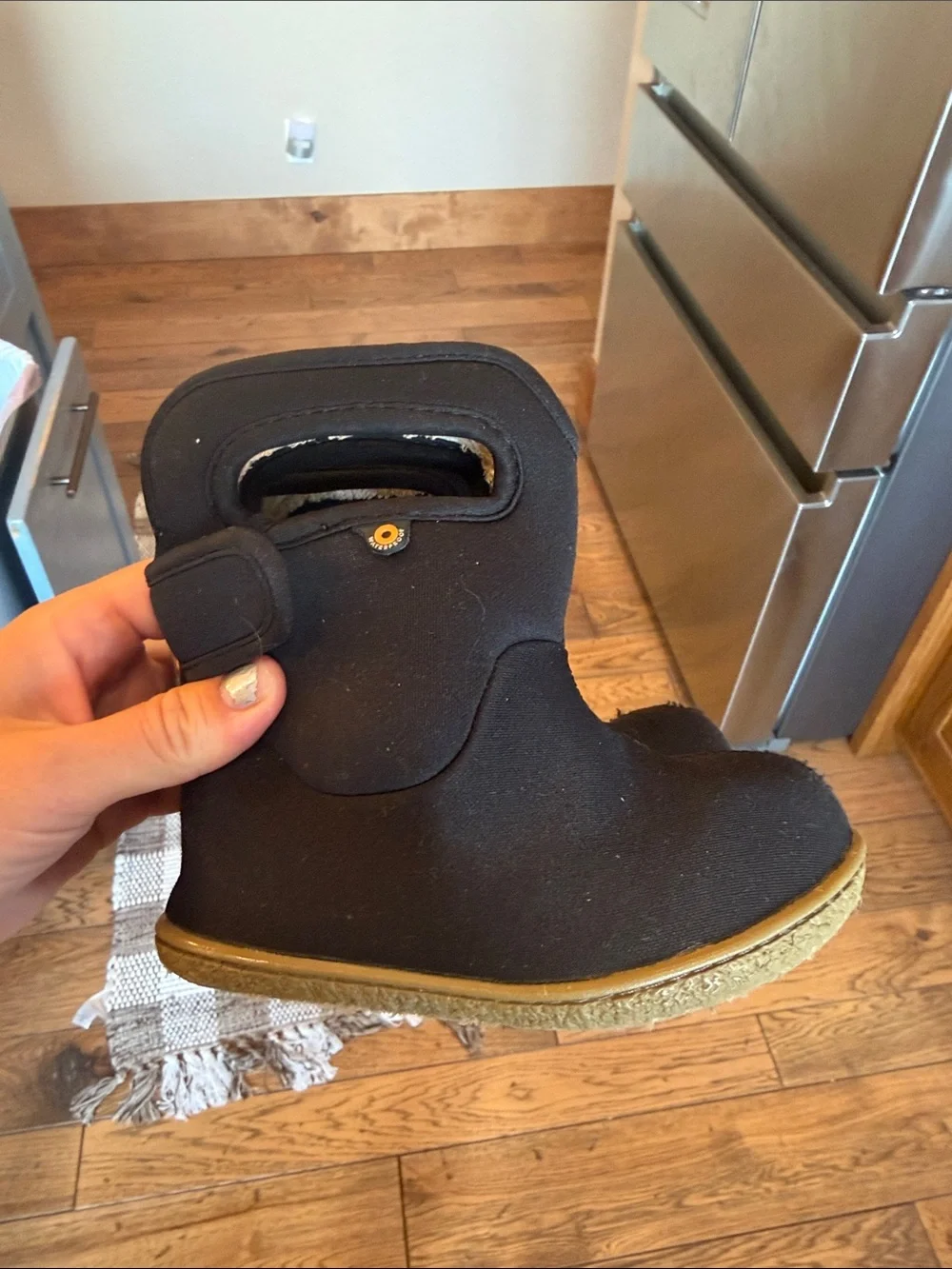 Bogs Kids Black Pull-On Winter Boot with Tan Sole